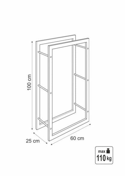 Brændereol 60x25x100 cm Sort Stål 33313