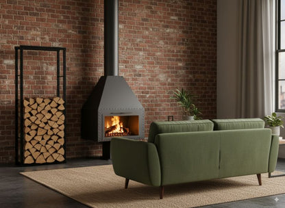 Brændereol 80x25x150 cm Sort Stål
