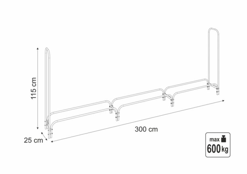 Brændereol 25x115 cm Sort Stål | 33302