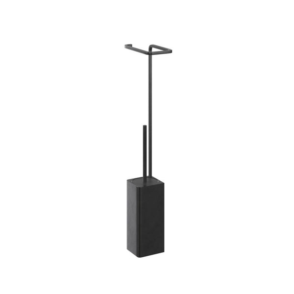 Toiletpapirholder med Toiletbørste Sort Mat Stål 73 cm