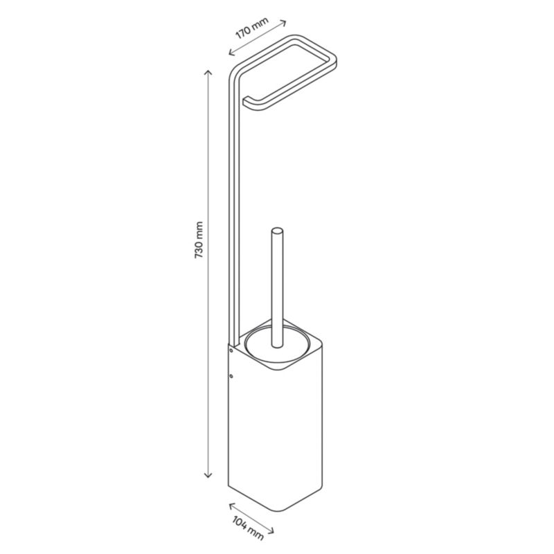 Toiletpapirholder med Toiletbørste Sort Mat Stål 73 cm