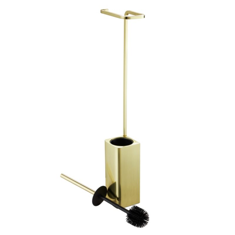 Toiletrulleholder med WC-børste Elland Børstet Messing 73 cm | 5059340735634