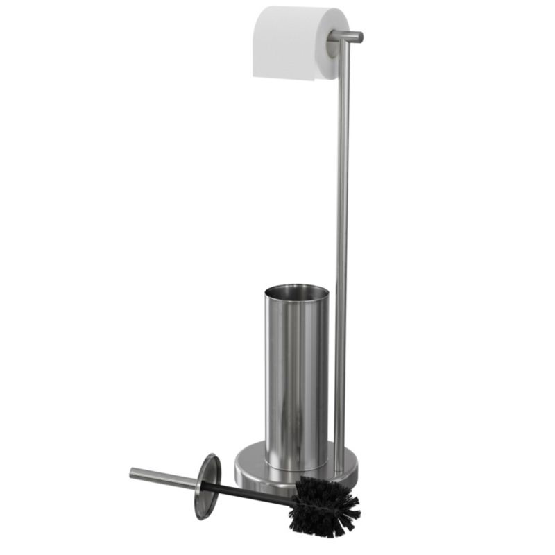 Toiletpapirstativ Koros med WC-børsteholder Krom 68,5 cm