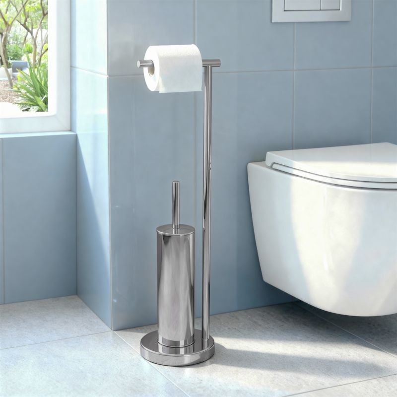 Toiletpapirstativ Koros med WC-børsteholder Krom 68,5 cm