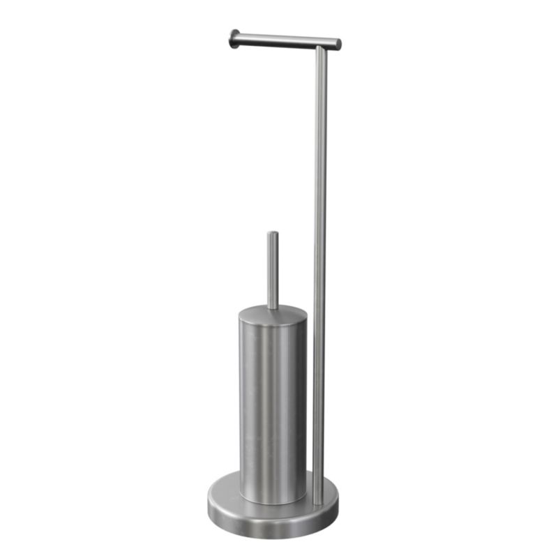Toiletpapirholder med Opbevaring og Toiletbørste Børstet Stål 68,5 cm
