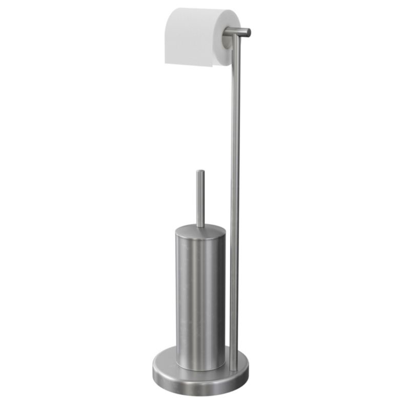 Toiletpapirholder med Opbevaring og Toiletbørste Børstet Stål 68,5 cm