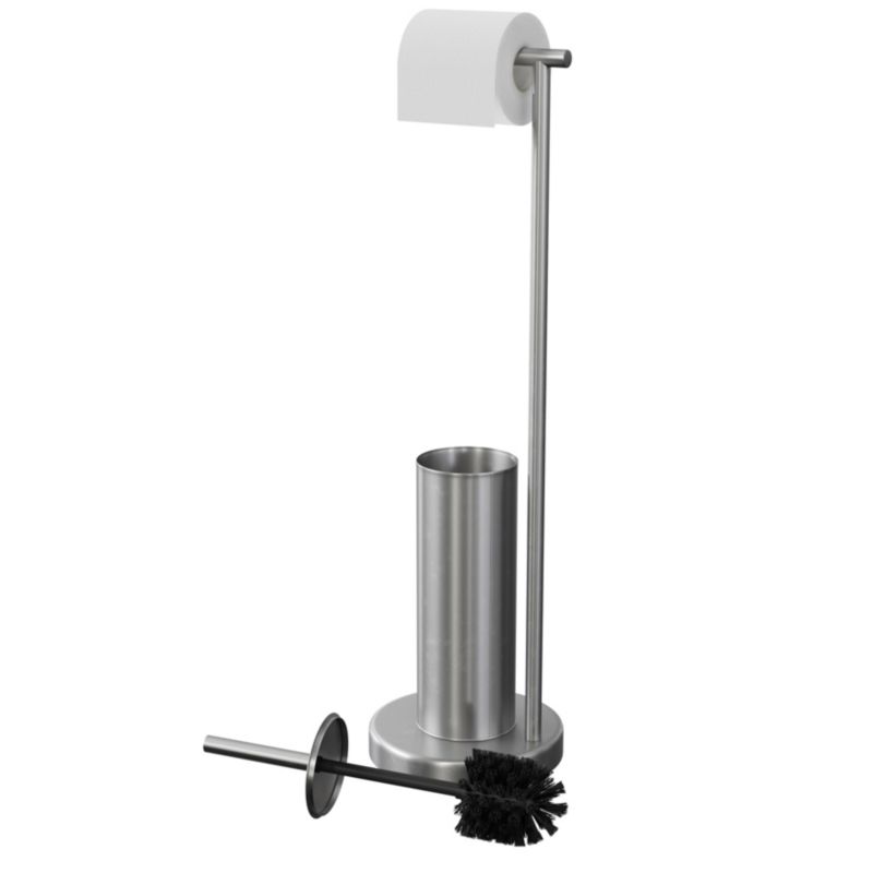 Toiletpapirholder med Opbevaring og Toiletbørste Børstet Stål 68,5 cm