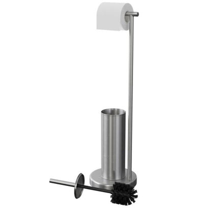 Toiletpapirholder med Opbevaring og Toiletbørste Børstet Stål 68,5 cm