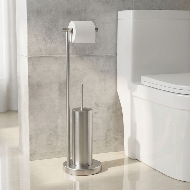 Toiletpapirholder med Opbevaring og Toiletbørste Børstet Stål 68,5 cm