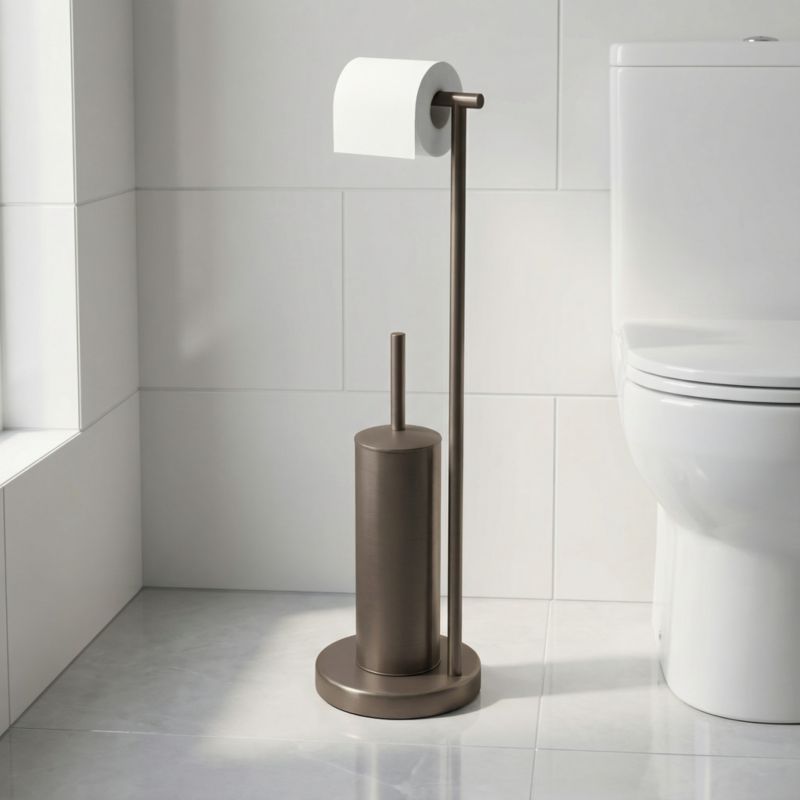 Toiletpapirholder med WC-børste Koros Titanium 68,5 cm