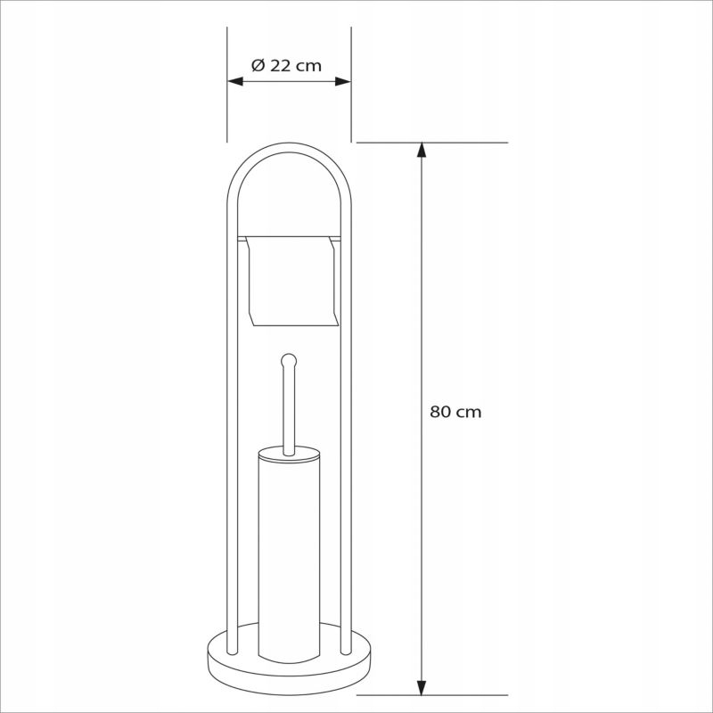 Toiletpapirholder med WC-børste Sølv Stål 22 x 22 x 80 cm