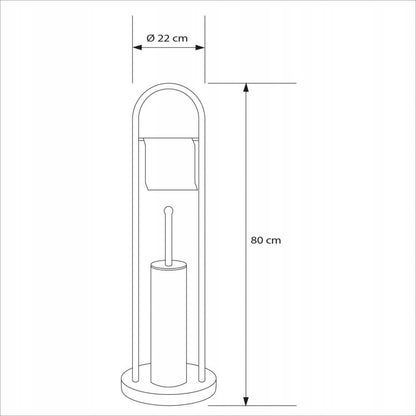 Toiletpapirholder med WC-børste Sølv Stål 22 x 22 x 80 cm