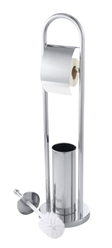 GoodHome Borgia fritstående toiletpapirholder med børsteholder og låg
