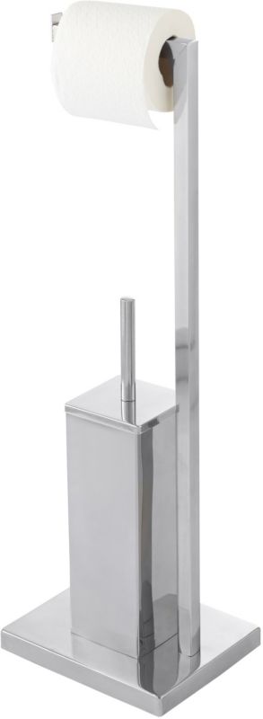 Toiletpapirstativ Kotra med Toiletbørsteholder Poleret Sølv 5059340218144