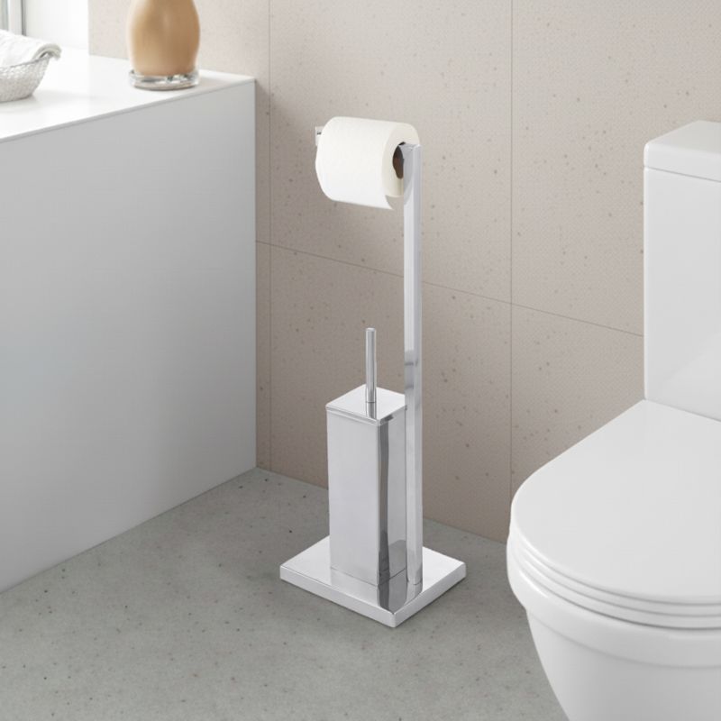Toiletpapirstativ Kotra med Toiletbørsteholder Poleret Sølv 5059340218144
