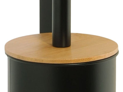 Toiletbørsteholder og Toiletpapirholder 3-i-1 Sort Bambus 60,5 cm P.PAP-WC-BLK