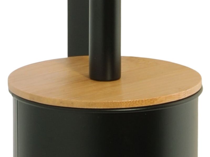 Toiletbørsteholder og Toiletpapirholder 3-i-1 Sort Bambus 60,5 cm P.PAP-WC-BLK
