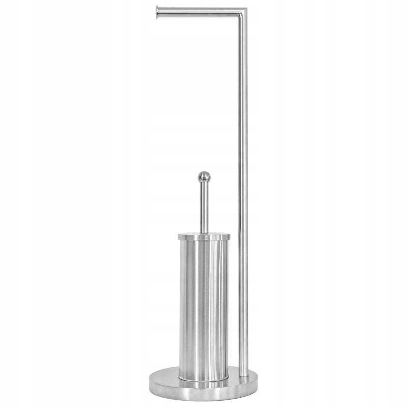 Toiletpapirholder med WC-børste Sølv Stål 19x19x72 cm