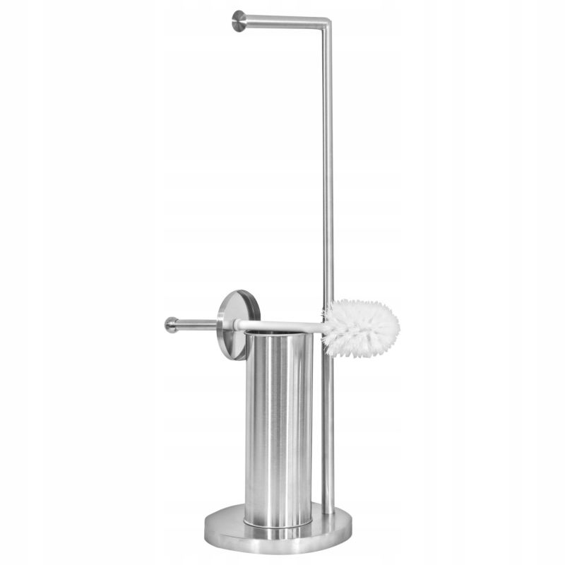 Toiletpapirholder med WC-børste Sølv Stål 19x19x72 cm