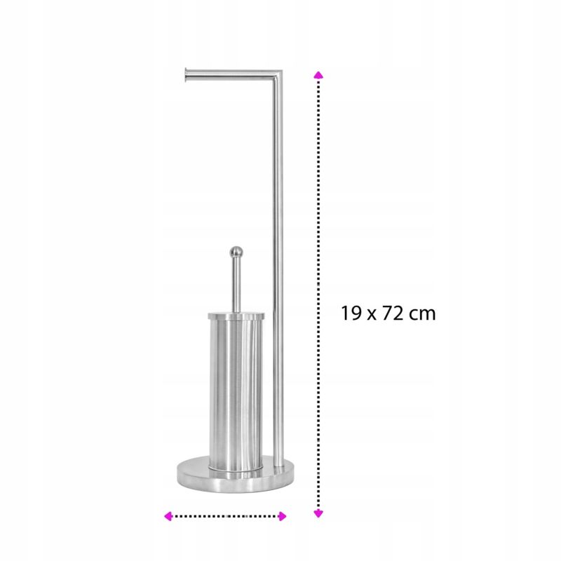 Toiletpapirholder med WC-børste Sølv Stål 19x19x72 cm