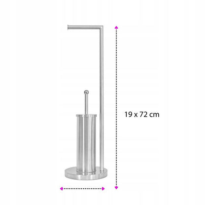 Toiletpapirholder med WC-børste Sølv Stål 19x19x72 cm