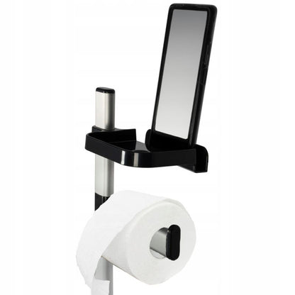 Toiletpapirstativ med hylde og toiletbørste 3-i-1 Sort 5905923650705