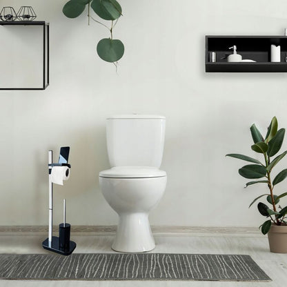 Toiletpapirstativ med hylde og toiletbørste 3-i-1 Sort 5905923650705