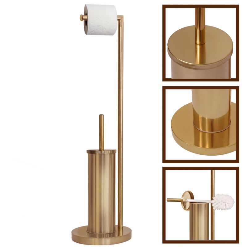 Toiletpapirholder med Toiletbørste Stål Gylden 72 cm | 5905923651870