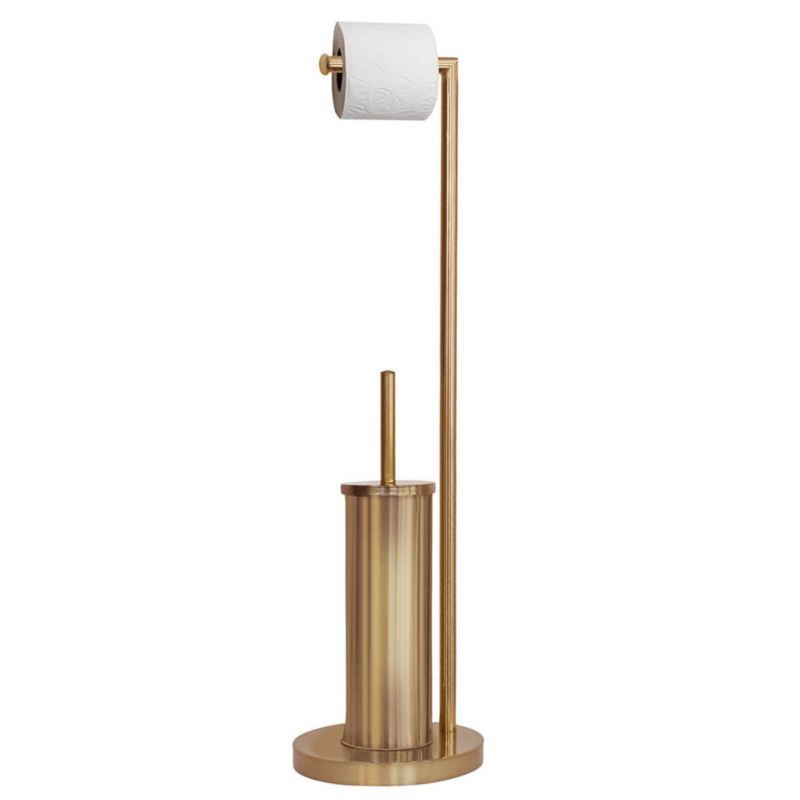Toiletpapirholder med Toiletbørste Stål Gylden 72 cm | 5905923651870