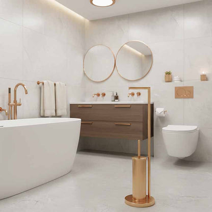 Toiletpapirholder med Toiletbørste Stål Gylden 72 cm | 5905923651870
