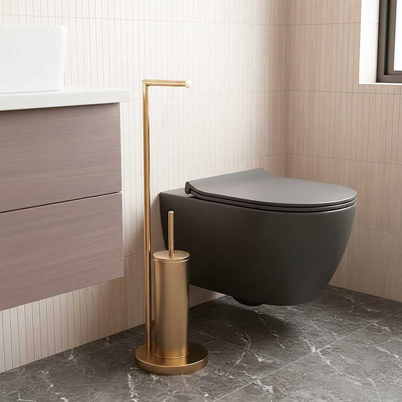 Toiletpapirholder med Toiletbørste Stål Gylden 72 cm | 5905923651870