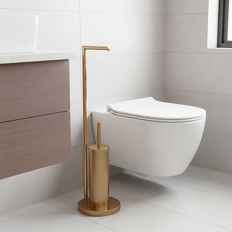 Toiletpapirholder med Toiletbørste Stål Gylden 72 cm | 5905923651870