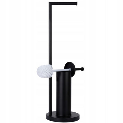 Toiletpapirholder med WC-børste Sort Stål 72 cm | 5905378797130