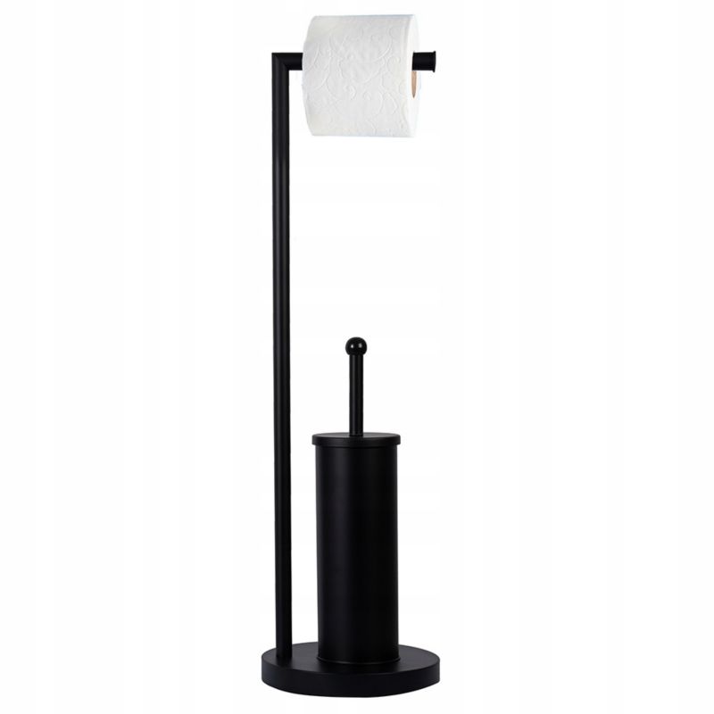 Toiletpapirholder med WC-børste Sort Stål 72 cm | 5905378797130