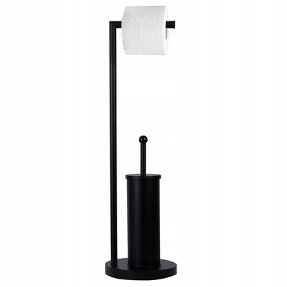 Toiletpapirholder med WC-børste Sort Stål 72 cm | 5905378797130