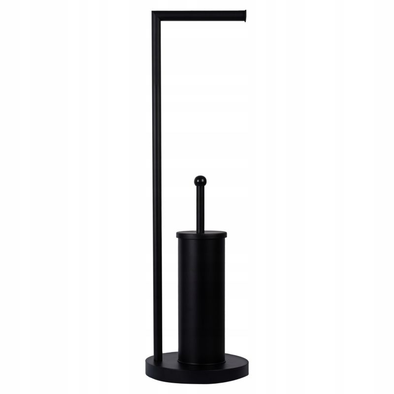 Toiletpapirholder med WC-børste Sort Stål 72 cm | 5905378797130