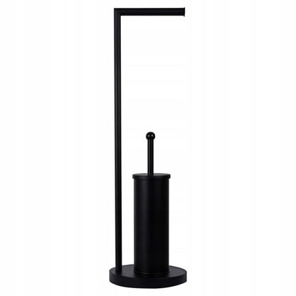 Toiletpapirholder med WC-børste Sort Stål 72 cm | 5905378797130