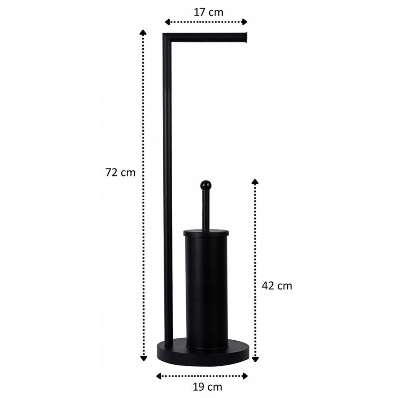 Toiletpapirholder med WC-børste Sort Stål 72 cm | 5905378797130