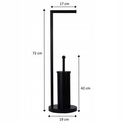 Toiletpapirholder med WC-børste Sort Stål 72 cm | 5905378797130