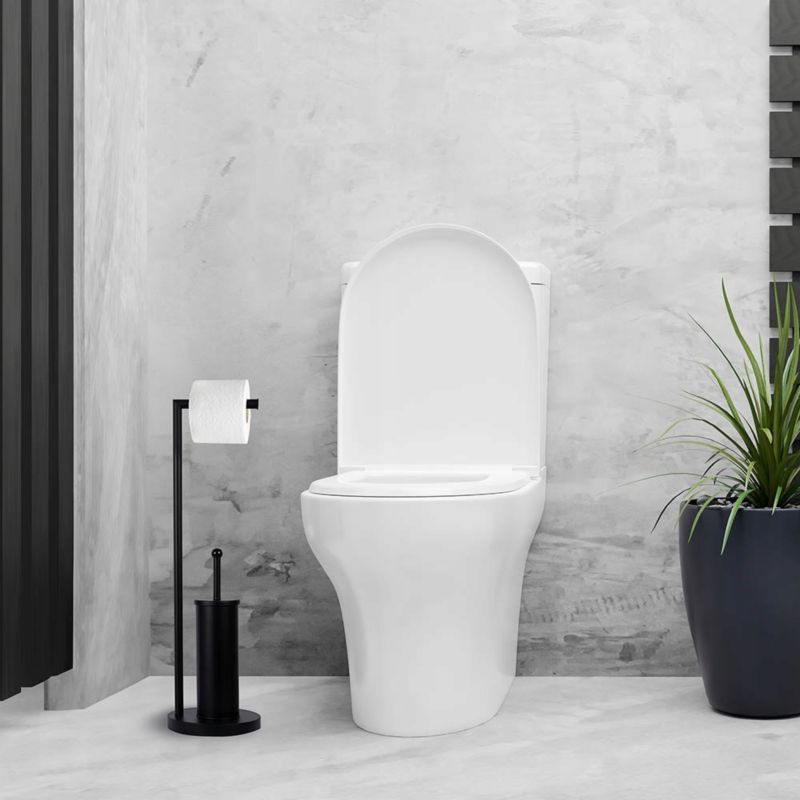 Toiletpapirholder med WC-børste Sort Stål 72 cm | 5905378797130