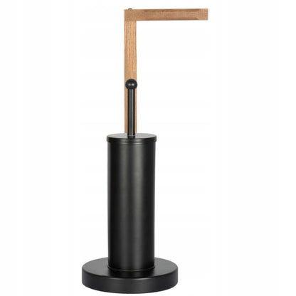 Toiletpapirstativ med WC-børste Sort og Ask Træ 56 cm