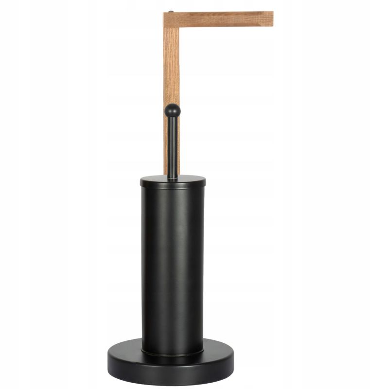 Toiletpapirstativ med WC-børste Sort og Ask Træ 56 cm