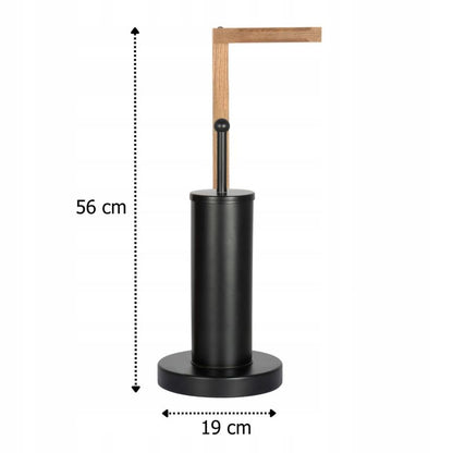 Toiletpapirstativ med WC-børste Sort og Ask Træ 56 cm