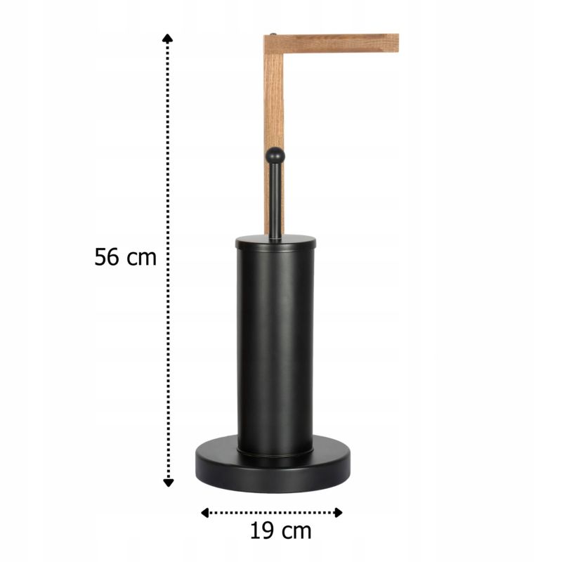 Toiletpapirstativ med WC-børste Sort og Ask Træ 56 cm