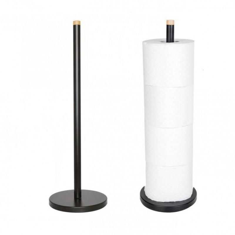 Toiletpapirholder 4 Ruller Sort Mat Stål 45 cm