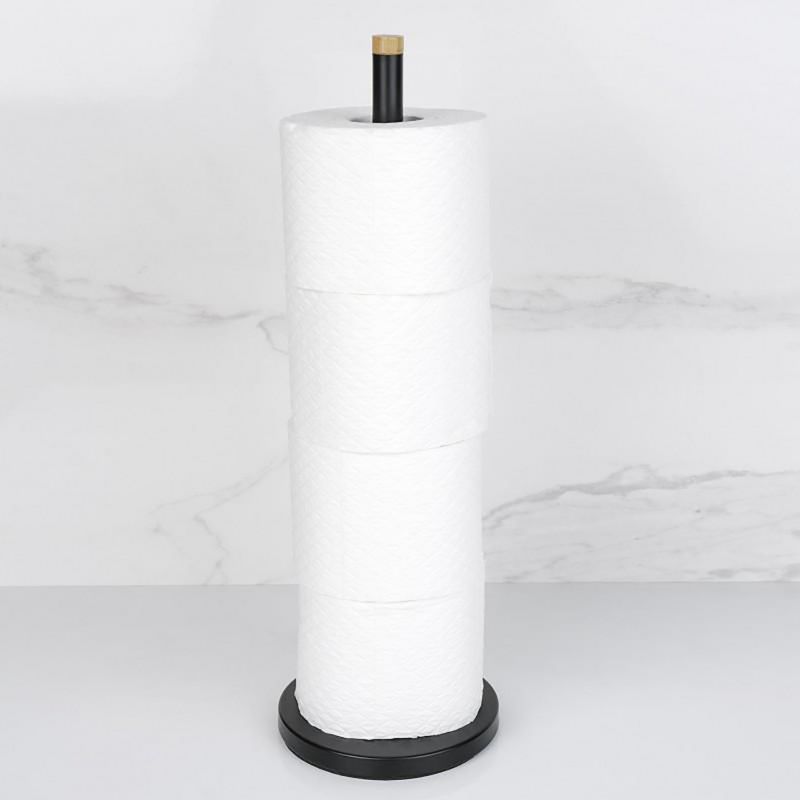 Toiletpapirholder 4 Ruller Sort Mat Stål 45 cm