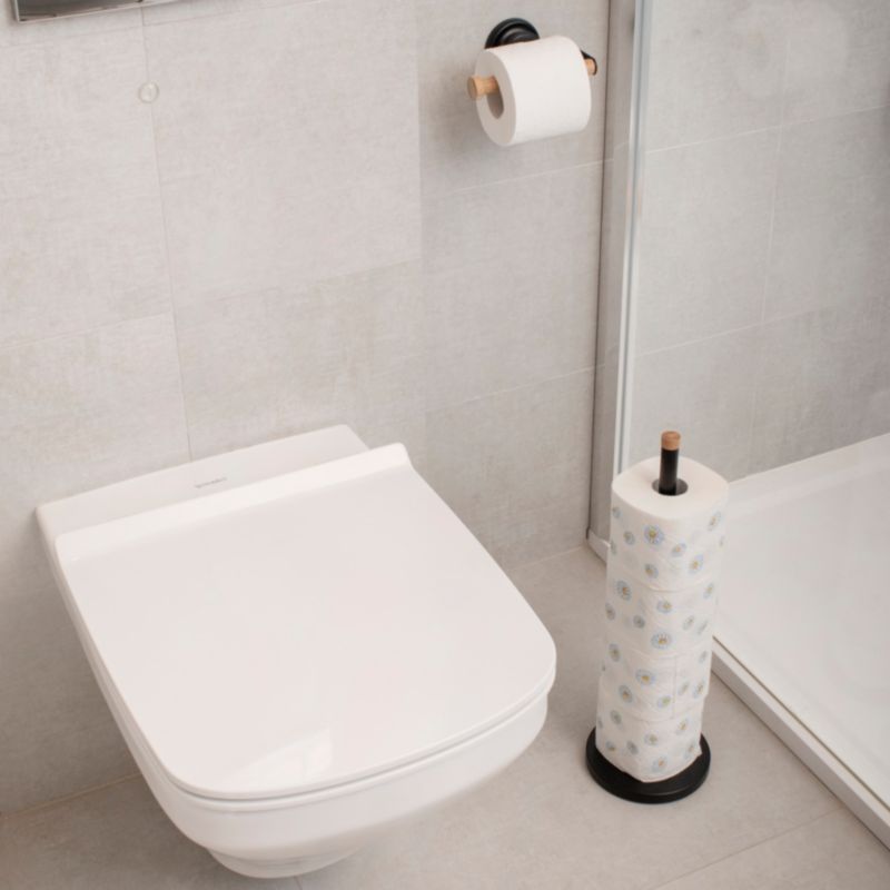 Toiletpapirholder 4 Ruller Sort Mat Stål 45 cm