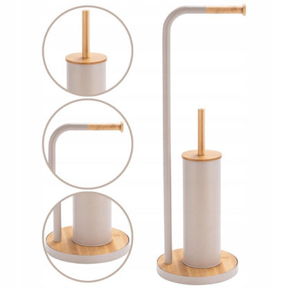 Toiletpapirstativ med WC-børste Beige Bambus 65,3 cm