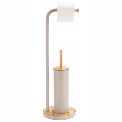 Toiletpapirstativ med WC-børste Beige Bambus 65,3 cm