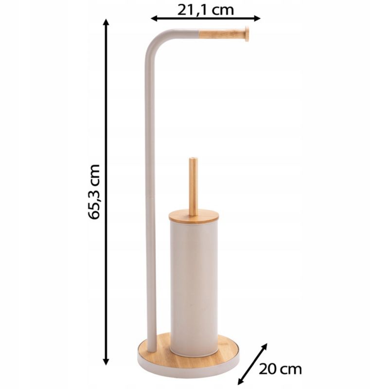 Toiletpapirstativ med WC-børste Beige Bambus 65,3 cm